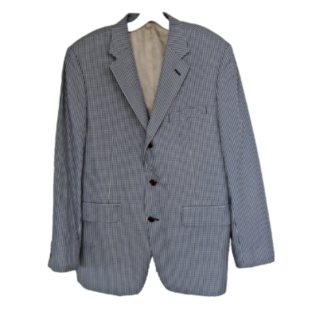 ORVIS 44 Regular Blue & Tan Gingham Sport Coat Suit Jacket EUC
